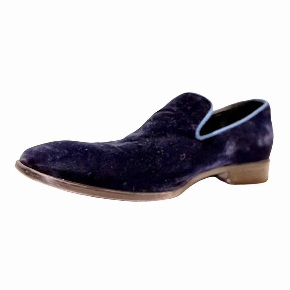 Saks Fifth Avenue Velvet Loafers Made in Italy Navy Blue Size 10M Luxury Slip-On - Picture 11 of 17